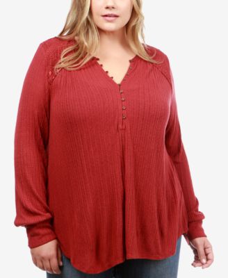 Lucky Brand - Trendy Plus Size Embroidered Top
