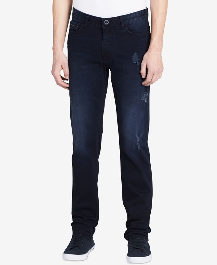 Calvin Klein Jeans Men's Stretch Slim Straight-Fit Destroyed Jeans - Macy's