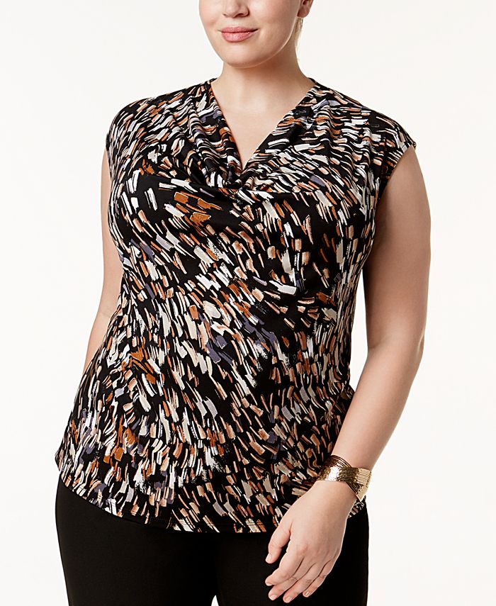 Kasper Plus Size Printed Cowl Neck Top Macys 0700