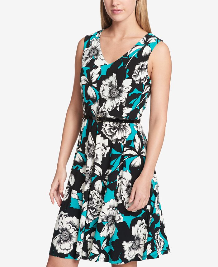Tommy Hilfiger Belted Fit & Flare Dress - Macy's