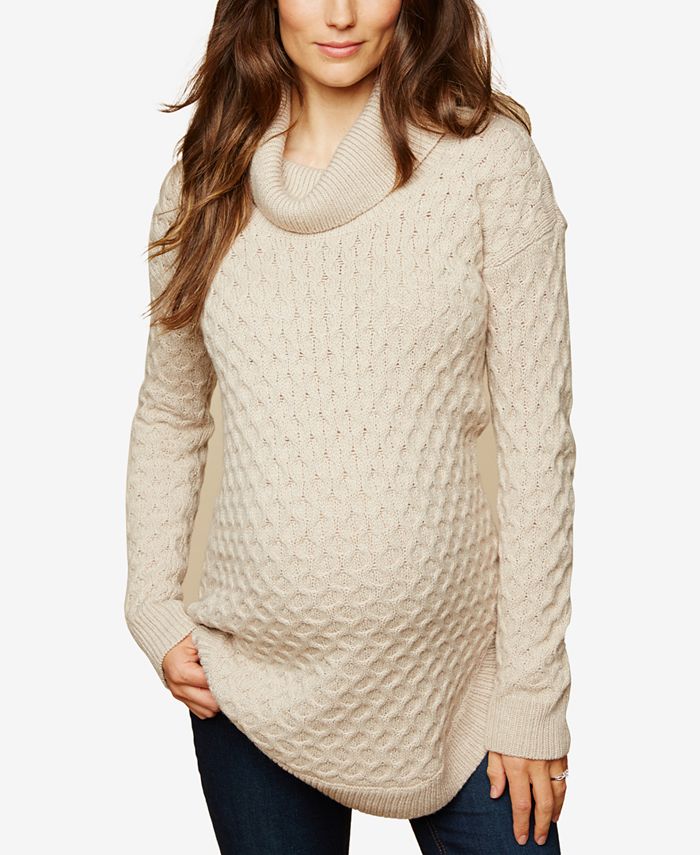 Motherhood Maternity Cowl-Neck Cable-Knit Sweater - Macy's
