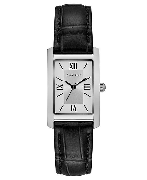 Caravelle Women S Black Leather Strap Watch 21x33mm Reviews All Fine Jewelry Jewelry Watches Macy S