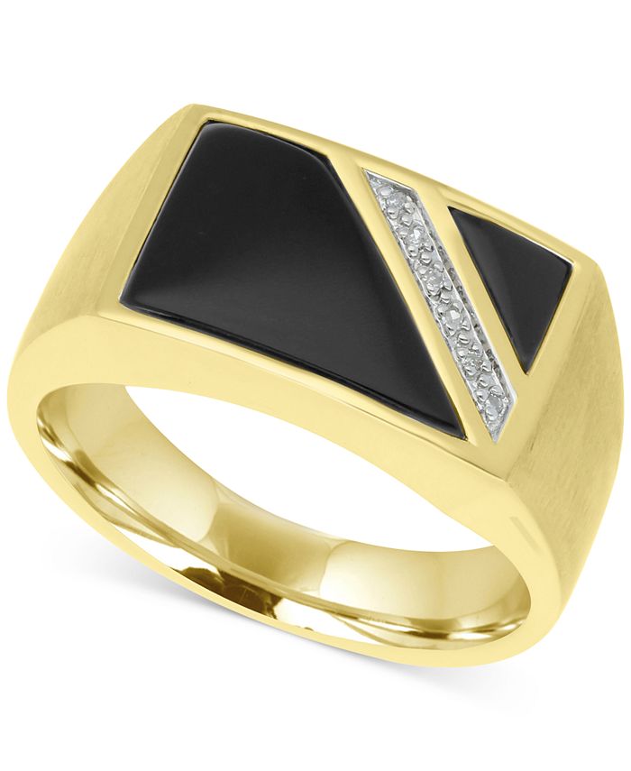 Men's Onyx & Diamond Accent Ring in 10k Gold