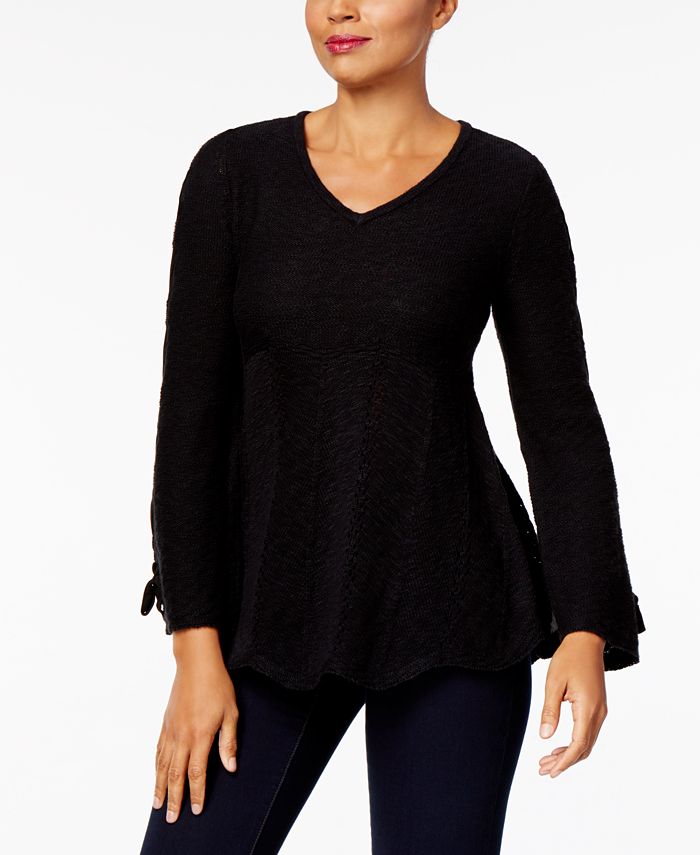Style & Co Laced-Sleeve Sweater, Created for Macy's & Reviews ...