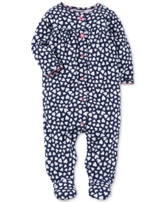 Carter's - 1-Pc. Heart-Print Cotton Footed Coverall, Baby Girls (0-24 months)