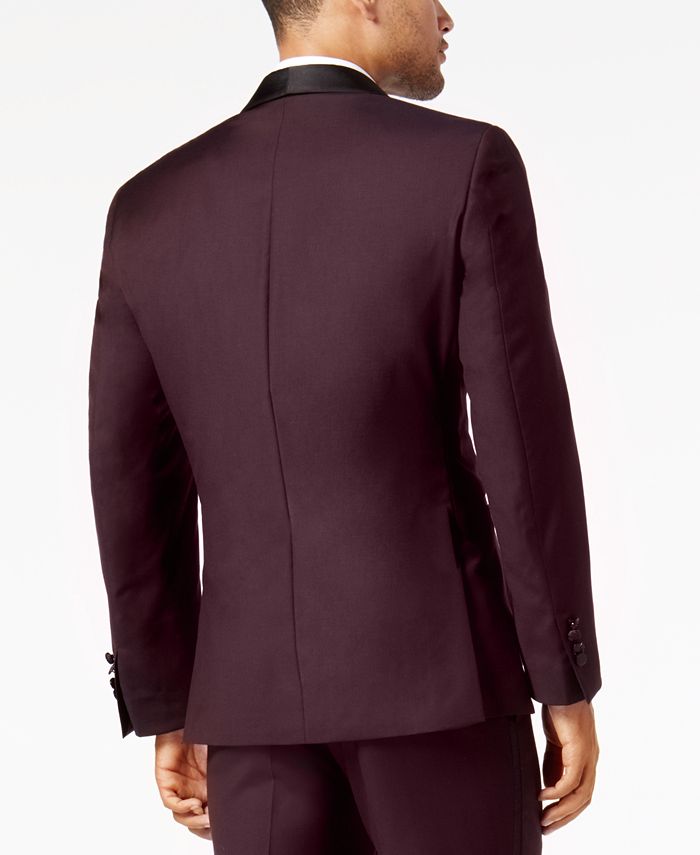 Tallia Men's SlimFit Burgundy Solid Twill Wool Dinner Jacket Macy's