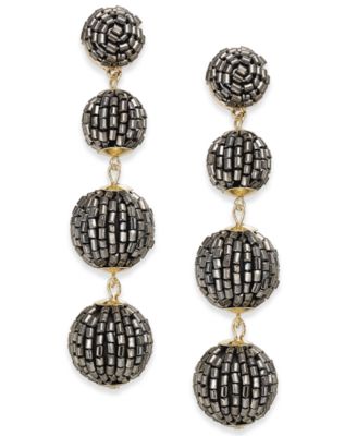 INC International Concepts - Gold-Tone Beaded Pom Pom Drop Earrings