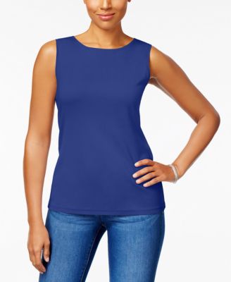 Karen Scott - Cotton Sleeveless Crew-Neck Top