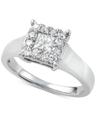 Macy's - Diamond Sqare Cluster Engagement Ring (7/8 ct. t.w.) in 14k White Gold