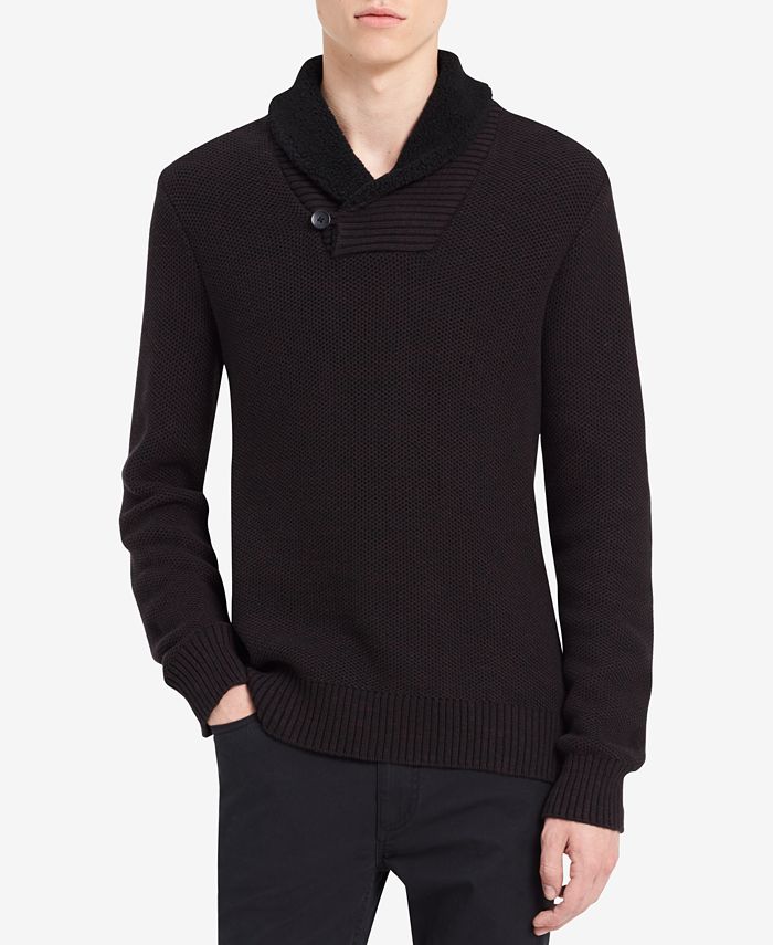 Calvin Klein Jeans Men's Shawl Collar Sweater & Reviews - Sweaters - Men -  Macy's