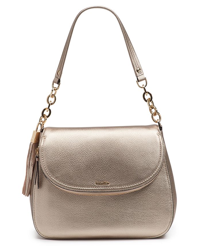 Calvin klein lynn pebble hotsell flap hobo shoulder bag