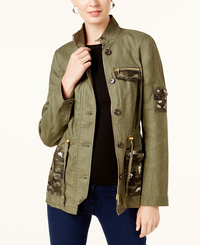 Embellished utility jacket top