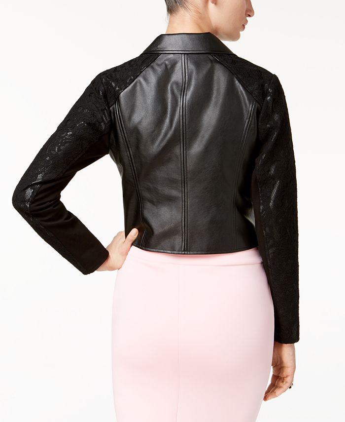 Thalia Sodi Faux-Leather Lace Moto Jacket, Created for Macy's & Reviews ...