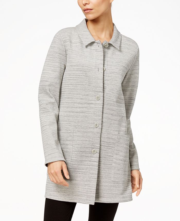 Eileen Fisher PointCollar HerringbonePrint Jacket, Regular & Petite