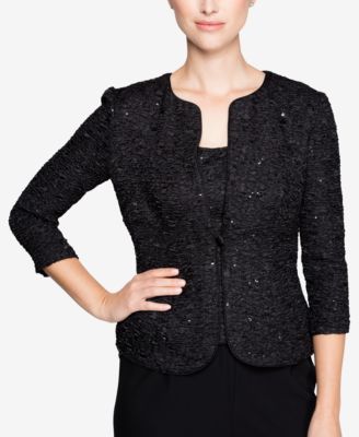 Alex Evenings Sequined Textured Jacket & Shell