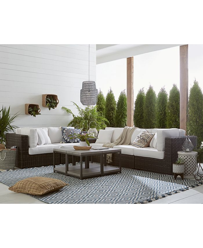 Furniture - Viewport Outdoor 3-Pc. Modular Seating Set (2 Corner Units and 1 Ottoman) with Sunbrella&reg; Cushions