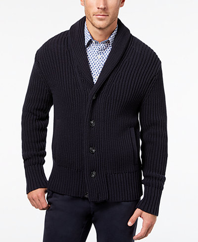 Michael Kors Men's Shawl-Collar Ribbed Cardigan - Sweaters - Men - Macy's