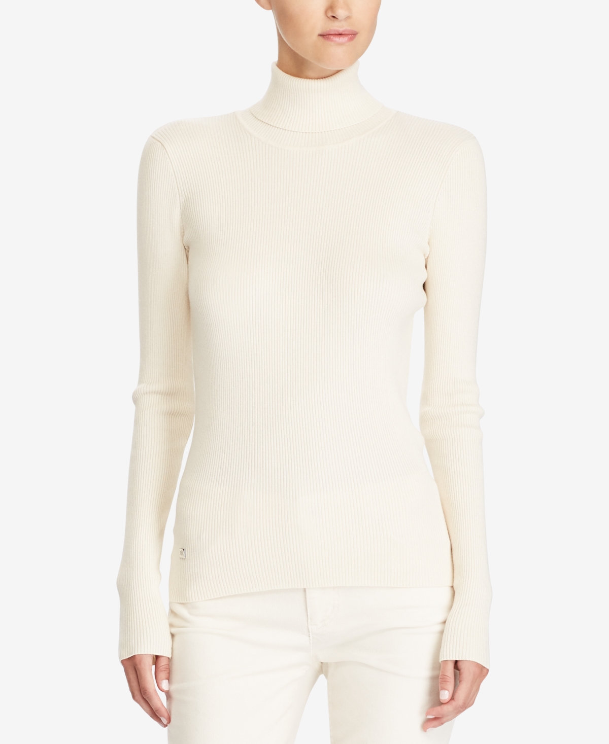 Ralph Lauren Ribbed Turtleneck Sweater In Natural