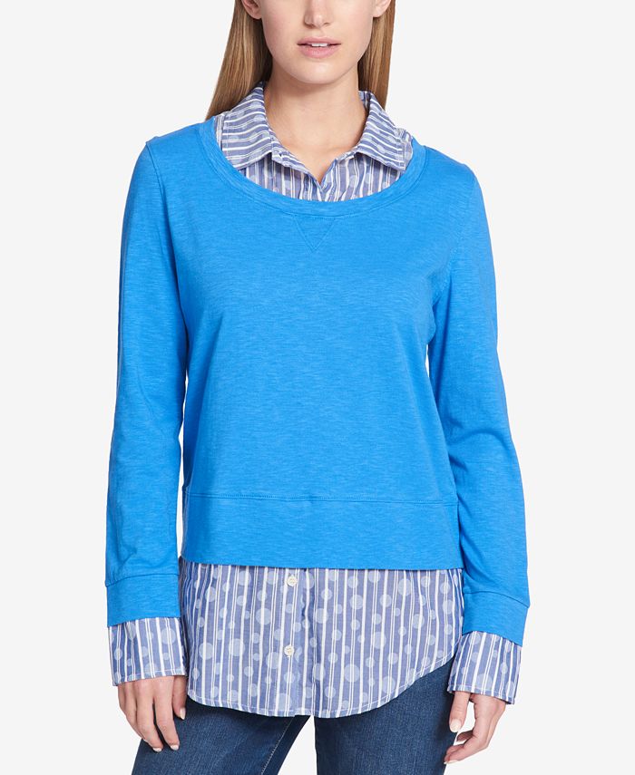 Tommy Hilfiger Women's Cotton Layered-Look Sweater - Macy's