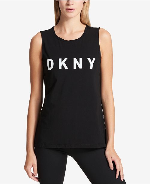 Dkny Sport Reflective Logo Graphic Tank Top Reviews Tops Women Macy S