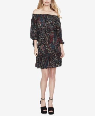 Jessica Simpson Juniors' Printed Tiered Off-The-Shoulder Dress - Macy's