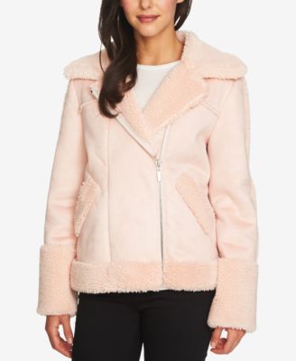 1.STATE - Faux-Fur-Trim Moto Coat
