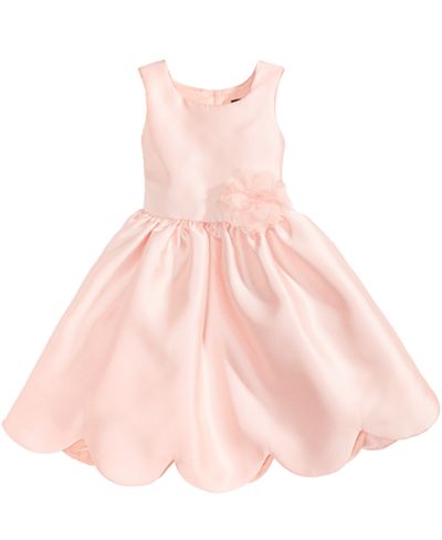 pink dress violet scalloped hem satin