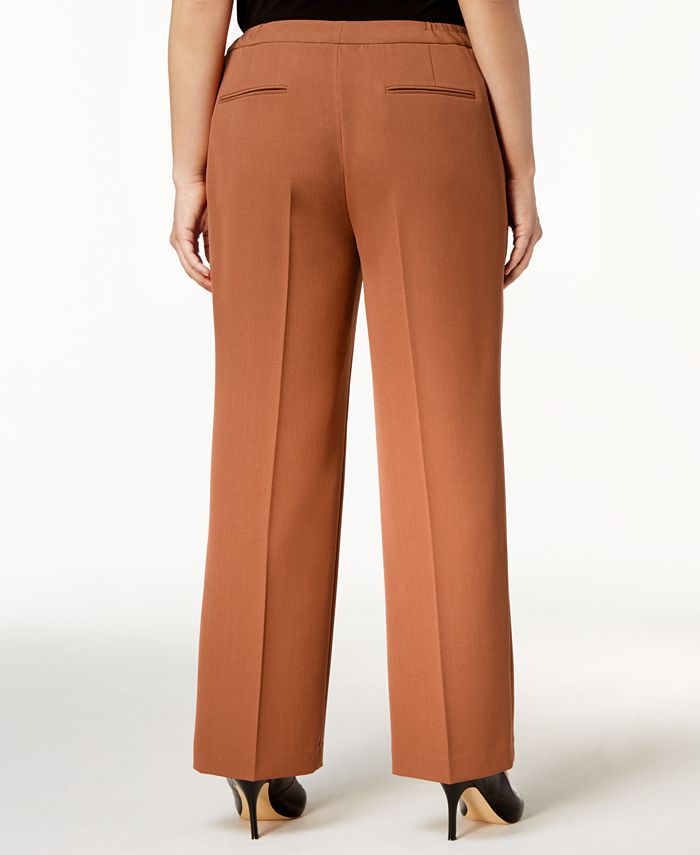 Kasper Women's Stretch-Crepe Straight Leg Pants Black Size 16