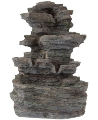Pure Garden Tiered Stone LED Table Fountain