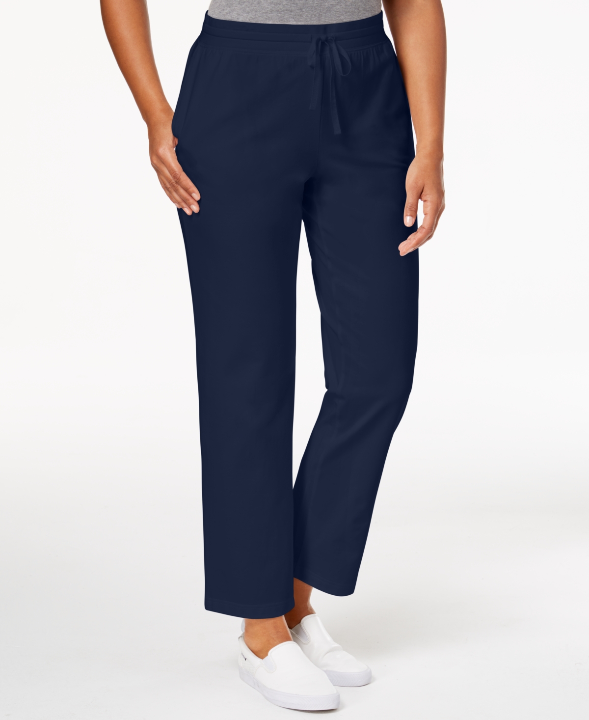 KAREN SCOTT SPORT DRAWSTRING STRAIGHT-LEG PANTS, CREATED FOR MACY'S