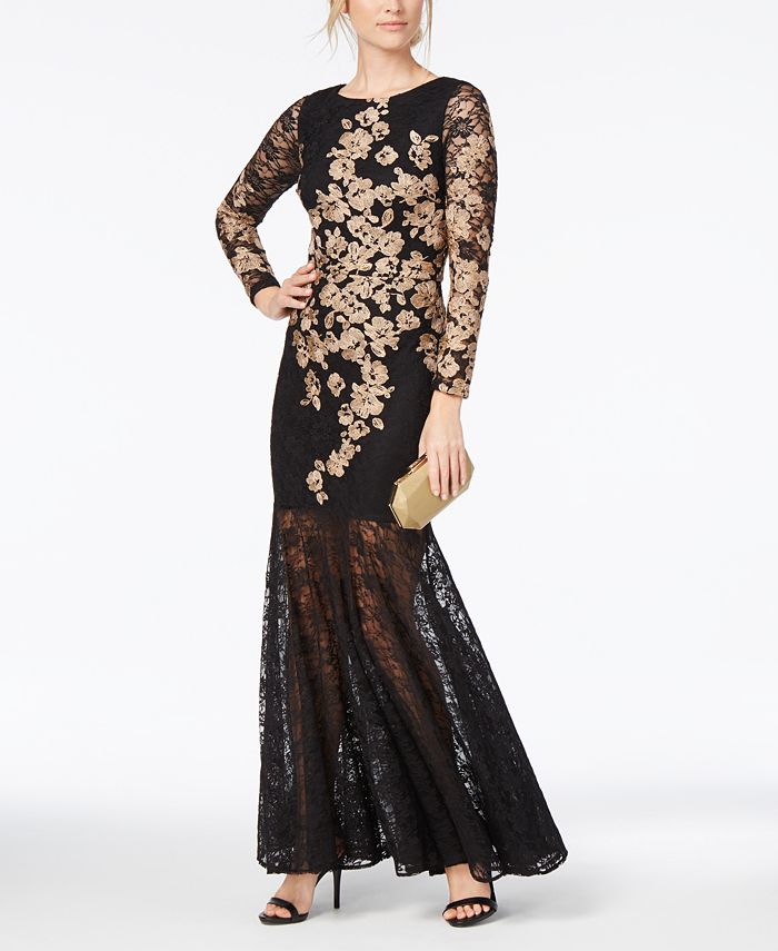 XSCAPE Embroidered Lace Mermaid Gown - Macy's
