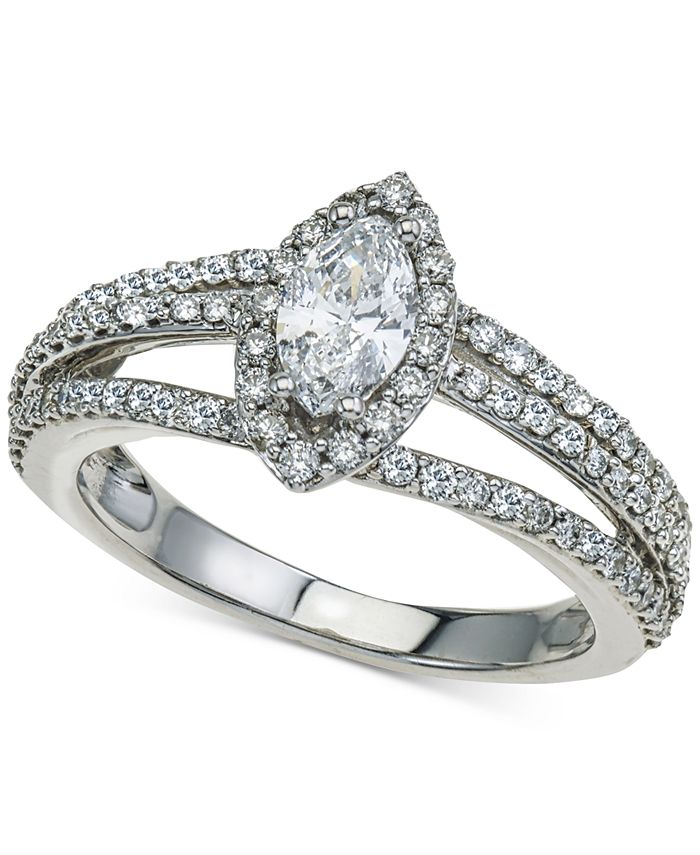 Macy's Diamond Marquise Split Shank Engagement Ring (1-1/7 ct. t.w.) in ...