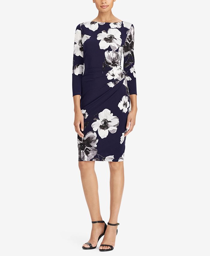 Lauren Ralph Lauren Floral Print Ruched Dress Macy s