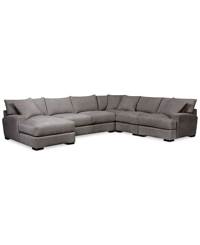Furniture Rhyder 5 Pc Fabric Sectional, Black Fabric Sectional Sofa With Chaise