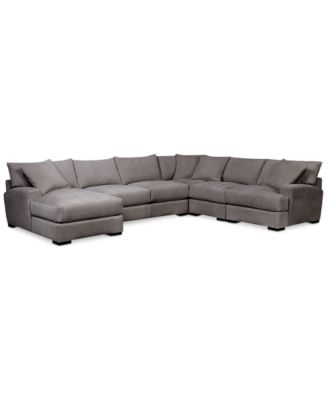 Furniture Rhyder 5-Pc. Fabric Sectional Sofa with Chaise, Created for ...