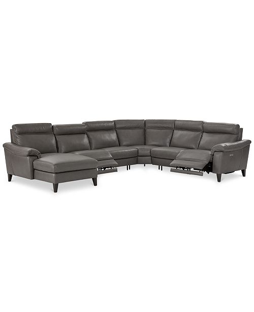 Furniture Closeout Pirello Ii 6 Pc Leather Sectional Sofa With