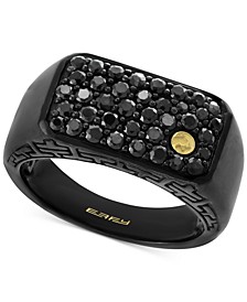 EFFY® Men's Black Sapphire Cluster Ring (1-3/8 ct. t.w.) in Black Rhodium-Plated Sterling Silver and 18k Gold