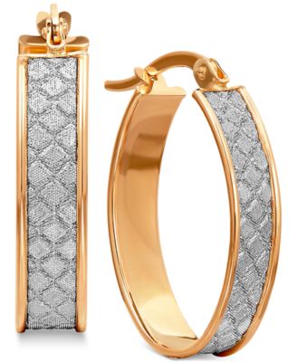 Macy's Textured Glittery Hoop Earrings In 14k Gold, White Gold Or Rose ...