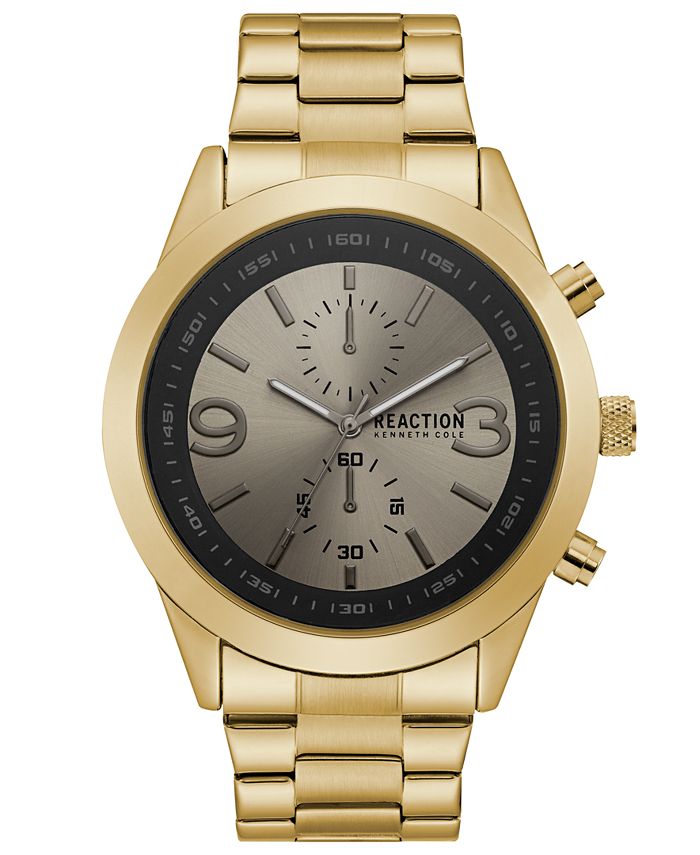 Kenneth Cole Reaction Men's Gold-Tone Stainless Steel Bracelet Watch ...