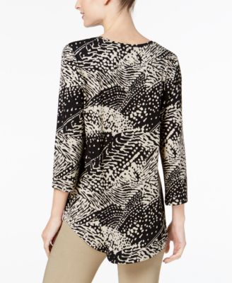 Women's Printed Scoop-Neck 3/4-Sleeve Top