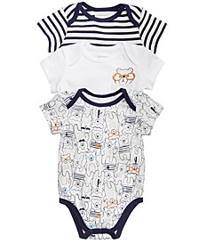Baby Boys 3-Pack Printed Cotton Bodysuits, Created for Macy's 