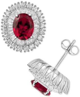 Macy's - Cubic Zirconia & Glass Stone Stud Earrings in Sterling Silver