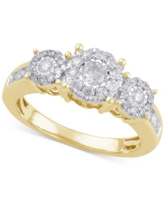 Diamond Three Stone Engagement Ring (3/4 ct. t.w.) in 14k White, Yellow or Rose Gold