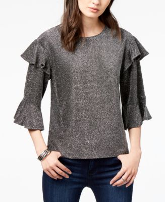 J.O.A. Metallic Ruffled Top - Macy's
