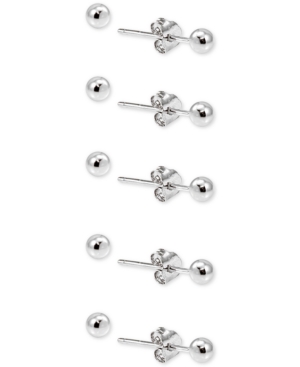image of Giani Bernini 5-Pc. Set Small Ball Stud Earrings in Sterling Silver, Created for Macy-s