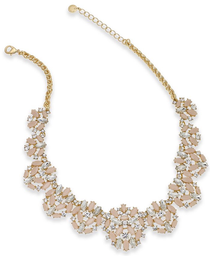 Charter Club GoldTone Crystal & Pink Stone Statement Necklace, Created