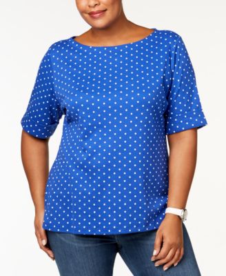 Karen Scott - Plus Size Cotton Elbow-Sleeve T-Shirt