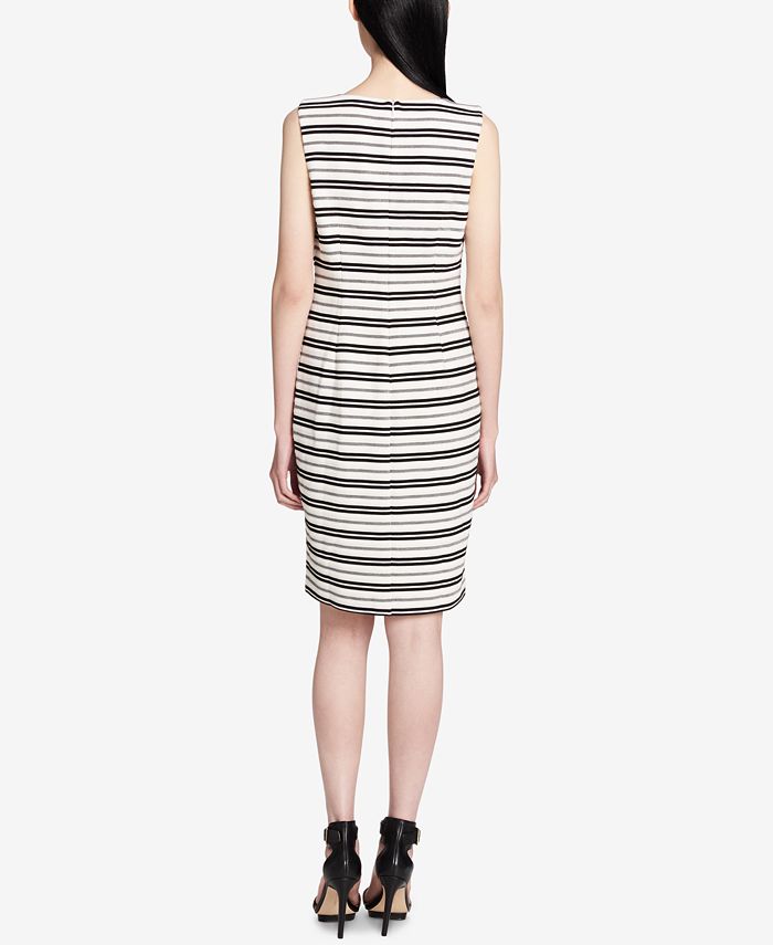 Robe Fourreau PETER SOM Gris Argenté à Rayures Chevron - Taille XS - Très Bon état