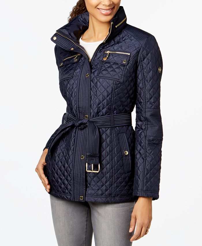 Michael Kors Hooded Belted Quilted Coat & Reviews - Coats & Jackets - Women  - Macy's
