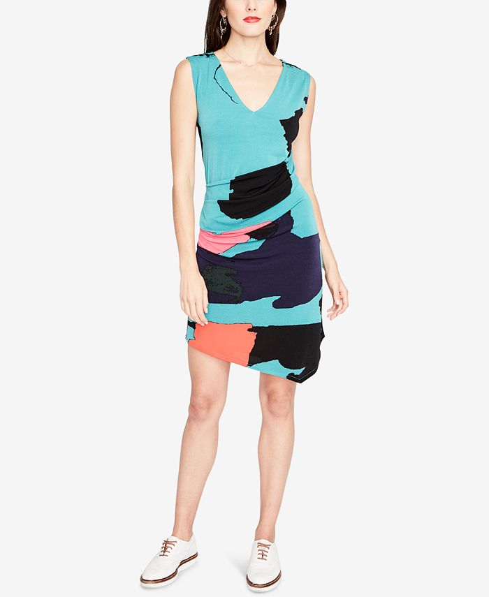 RACHEL Rachel Roy Printed Ruched AsymmetricalHem Dress, Created for